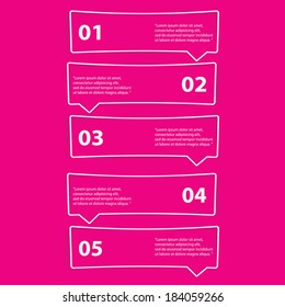 flat cut paper white banners on on stylish pink background / can be used for infographics / numbered banners / graphic or website layout vector / brochure or cover design