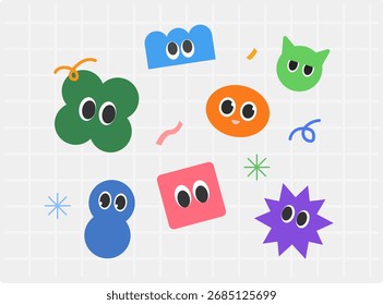 Personaje abstracto lindo plano pop art estilo geométrico emoticon