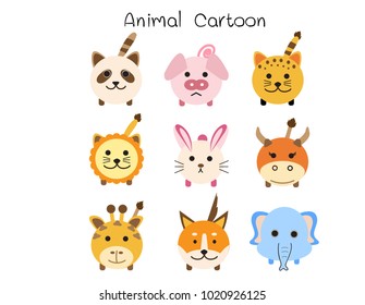 Flat cute animal cartoon