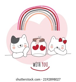 Flat cute animal lovely cat illustration for kids
