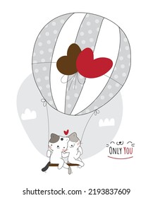 Flat cute animal lovely cat illustration for kids
