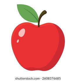 Flat cute apple fruit icon clipart cartoon animated vector illustration design for kids and children books for learning fruits and alphabet isolated on white background