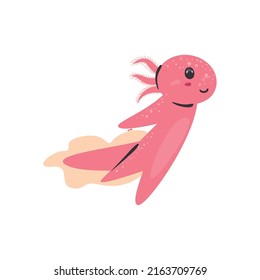flat cute axolotl design over white