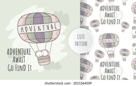 Flat cute baby bear flying illustration for kids