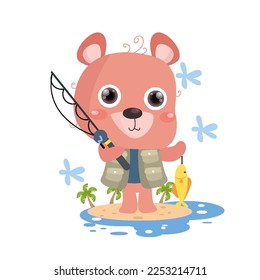 Flat Cute Bear illustration suitable for kid design