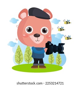 Flat Cute Bear illustration suitable for kid design