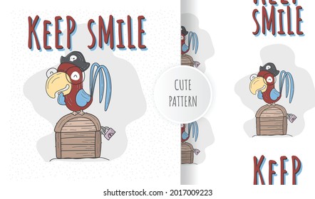 Ilustración plana de piratas de aves lindas para niños