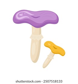 Flat cute bright colors of mushroom icon. Illustration isolated on white background. Food, autumn, and spring. Nature