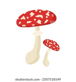 Flat cute bright colors of mushroom icon. Illustration isolated on white background. Food, autumn, and spring. Nature