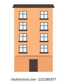 flat cute building over white