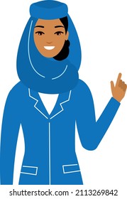 Flat Cute Cartoon Air Hostess in Uniform. 
