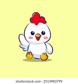 flat cute cartoon chicken dabbing vector for elements, clipart and sticker