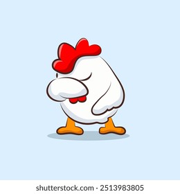 flat cute cartoon chicken Embarrassedvector for elements, clipart and sticker