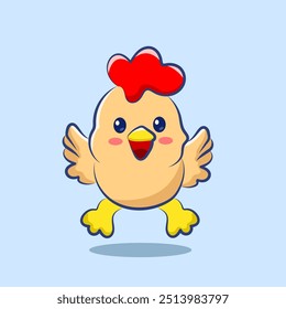 flat cute cartoon chicken vector for elements, clipart and sticker