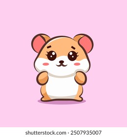 flat cute cartoon hamster for elements, clipart and sticker