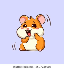 flat cute cartoon hamster laugh for elements, clipart and sticker