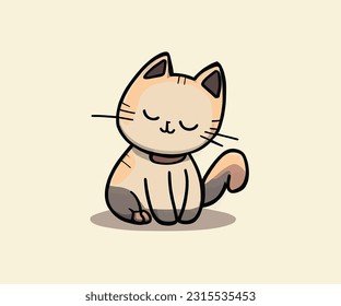 Flache süße Katzenkarikatur-Illustration