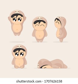 flat cute character animal sloth cartoon