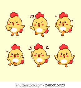 flat cute character chicken for logo, elements, brand in vector IIlustrations