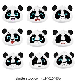 Flat cute charcter funny panda colection