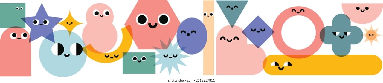 flat cute colorful design shape geometric
