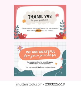 flat cute colorful design vector thank you card