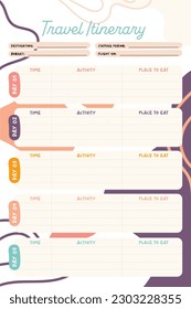 flat cute colorful design vector travel itinerary