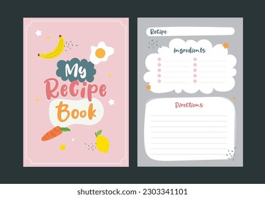 flat cute colorful design vector my recipe book cover