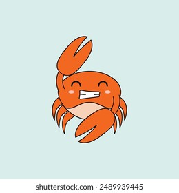 flat cute crabe vector illustration design. Suitable for t-shirt, sticker, mascot, etc. Eps. 10