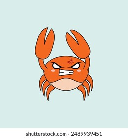 flat cute crabe vector illustration design. Suitable for t-shirt, sticker, mascot, etc. Eps. 10
