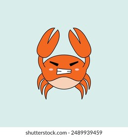 flat cute crabe vector illustration design. Suitable for t-shirt, sticker, mascot, etc. Eps. 10
