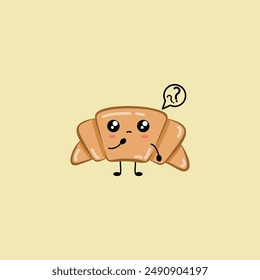 flat cute croissant vector illustration design. Suitable for t-shirt, sticker, mascot, etc. Eps. 10