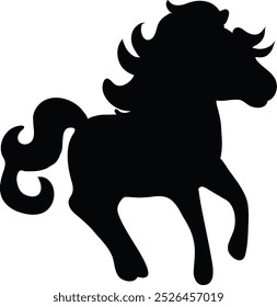 Ilustración plana linda del unicornio de la silueta del diseño