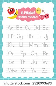 flat cute design vector coloring tracing the alphabet fruits