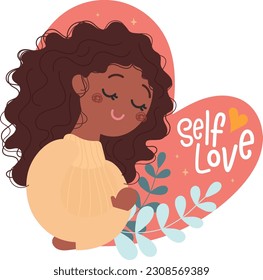 flat cute design vector love yourself self love