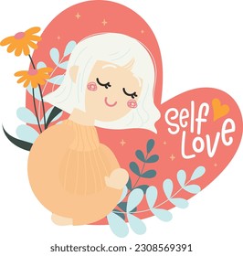 flat cute design vector love yourself self love