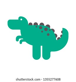 Flat Cute Dinosaur Character Logo - Vector