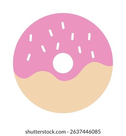 Flat cute donut vector illustration isolated on white background.