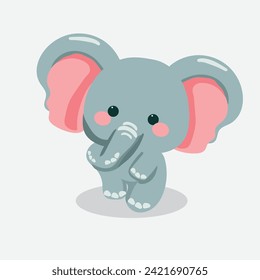 flat cute elephant cartoon birthday design