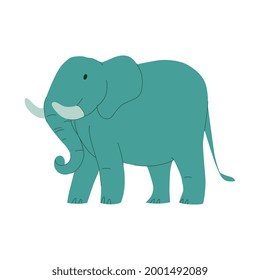 Flat cute elephant with tusks vector illustration