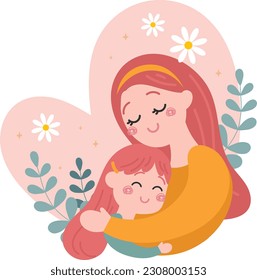 flat cute flower floral mothers day design vector