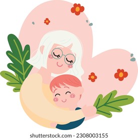 flat cute flower floral mothers day design vector