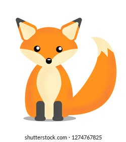 Flat cute fox vector illustration with noise texture on white background