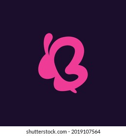 Flat cute fun letter B butterfly logo
