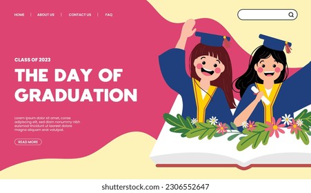 flat cute girl design vector back to school or happy graduation day