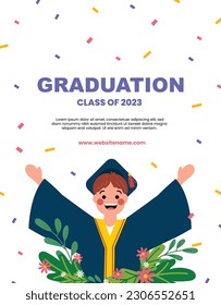 flat cute girl design vector back to school or happy graduation day