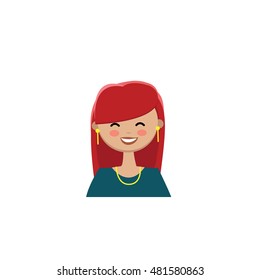 Flat cute girl. Women. Colorful. Vector avatar
