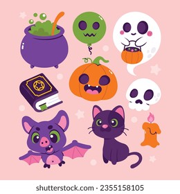Colección de elementos planos de Halloween