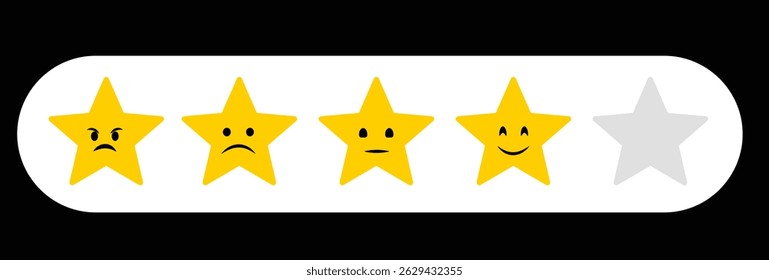 Flat cute hand drawn four star product review icon for apps and websites.