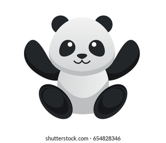 Flat Cute Innocent Stuffed Animal Plush Character Logo - Panda